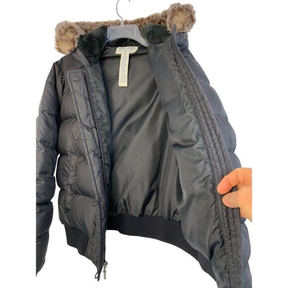 Women's Ralph Lauren Polo, Black Puffer Jacket with Faux Fur Hood - Picture 9 of 12